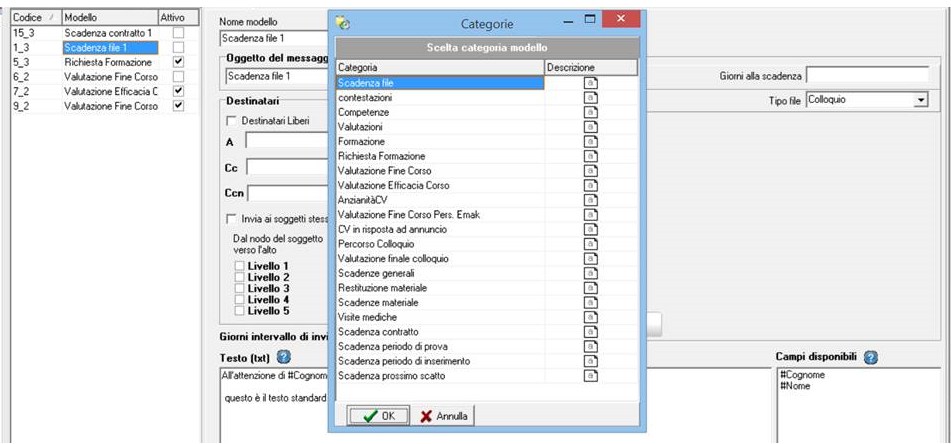 Modulo invii automatici Alert del personale ebc consulting h1 hrms