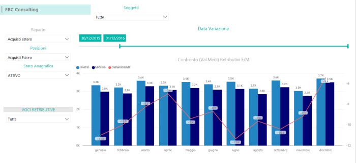 Power BI analisi retribuzioni maschi femmina Business Intelligence HR EBC Consulting