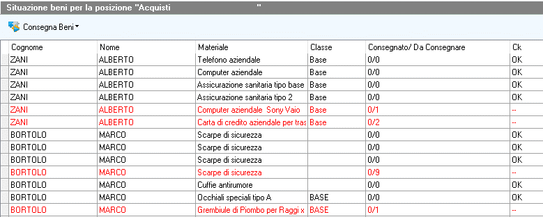 Verifica DPI e Materiale consegnato con H1 Hrms EBC CONSULTING