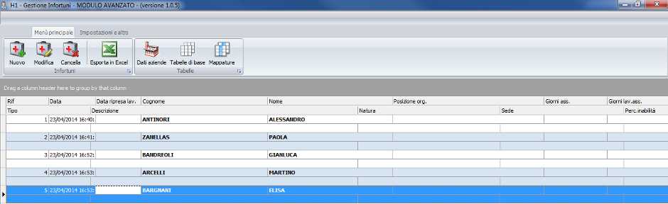 software gestione infortuni H1 Hrms 940