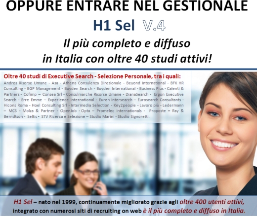 H1 Sel sistema software di gestione processo di selezione personale  - executive search software - Dal recruiting all'inserimento del personale - Multiposting