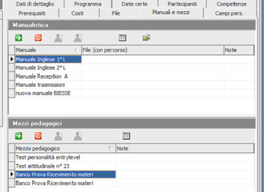 Modulo formazione - gestione del materiale occorrente all'interno dell'attività formativa