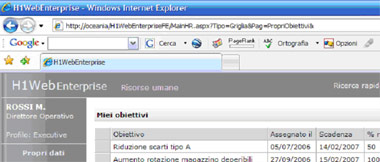 Gestione degli obiettivi e loro valutazione on web all'interno del modulo H1WebEnterprise